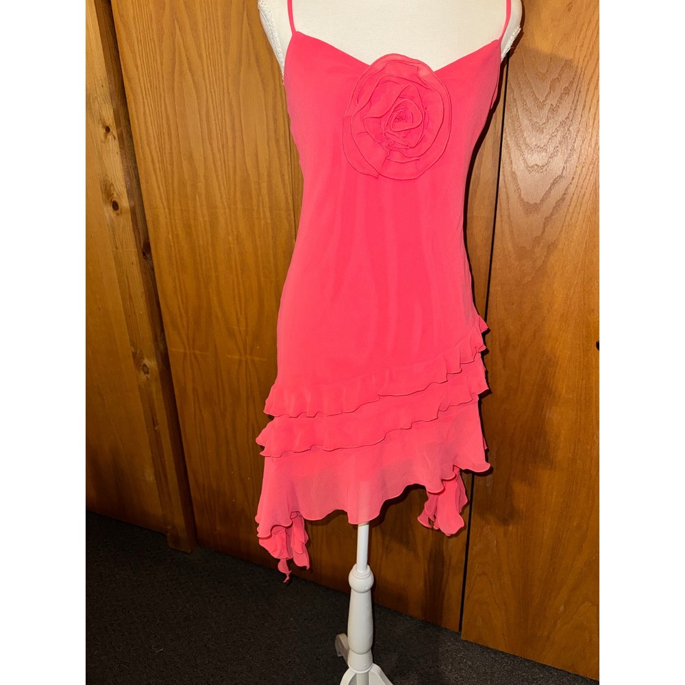 Gianni Bini Hot Pink Ruffled Mini Dress with Rosette - Picture 7 of 8